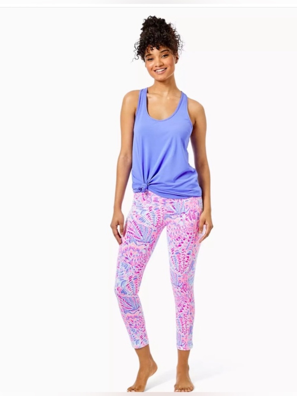 Lilly Pulitzer Luxletic Weekend Midi leggings in the “Raz Berry Sea You Soon”
